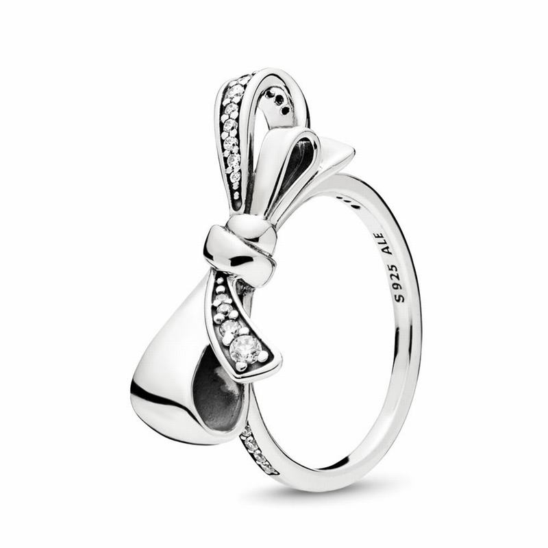 Pandora Brilliant Bow Statement Ring Ireland - Sterling Silver/Cubic Zirconia - 675840ROE